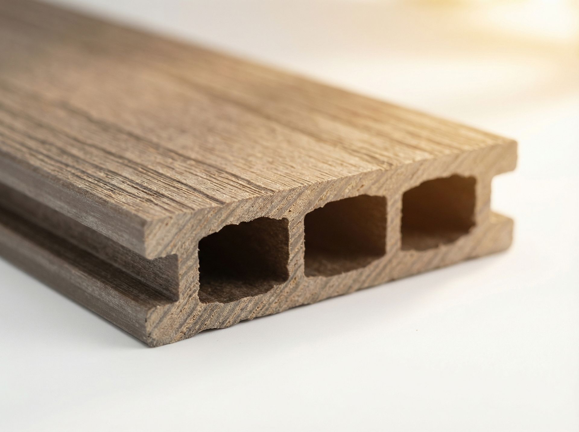 WPC deszka keresztmetszete, belső üreges szerkezet