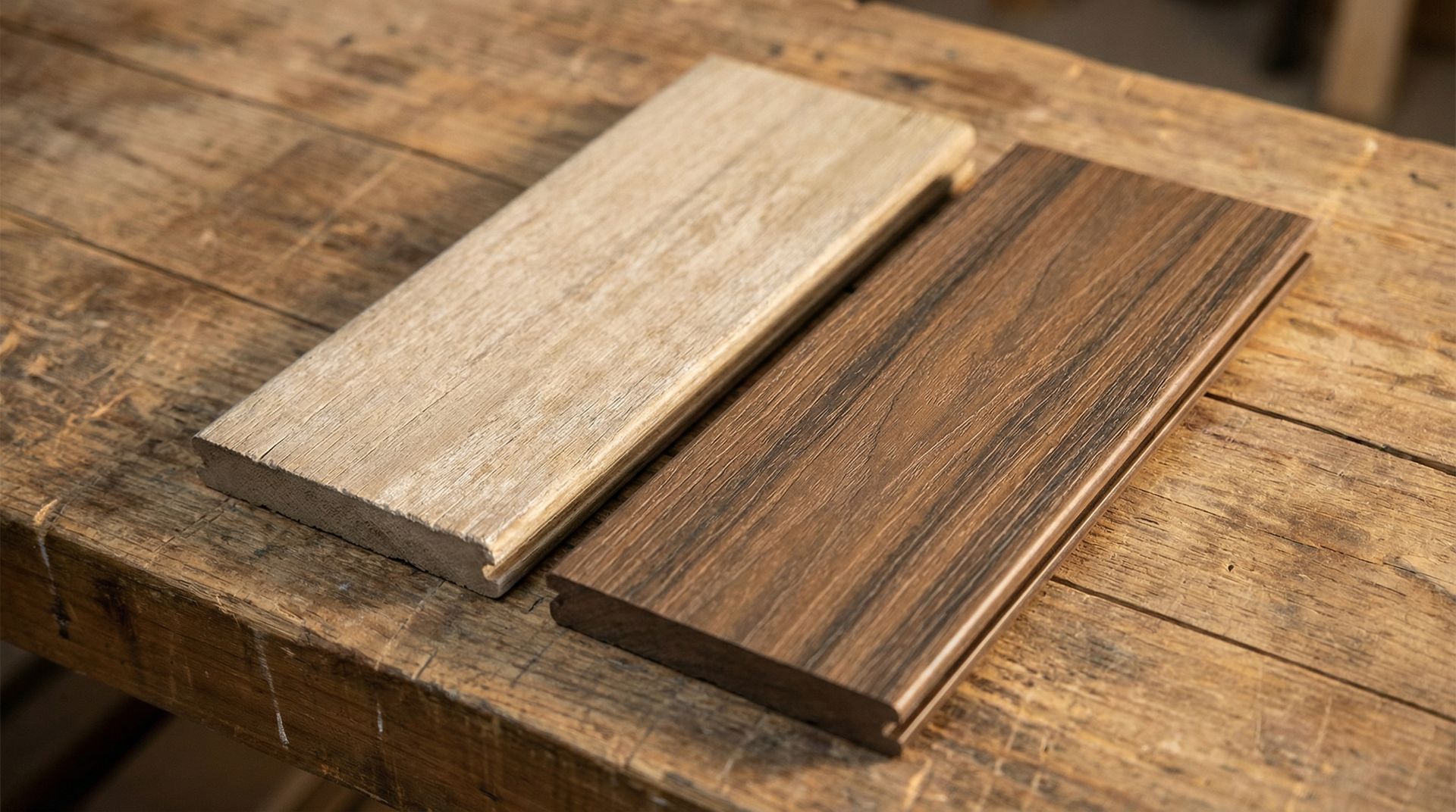 Gen 1 és Gen 2 WPC deszka összehasonlítása egymás mellett