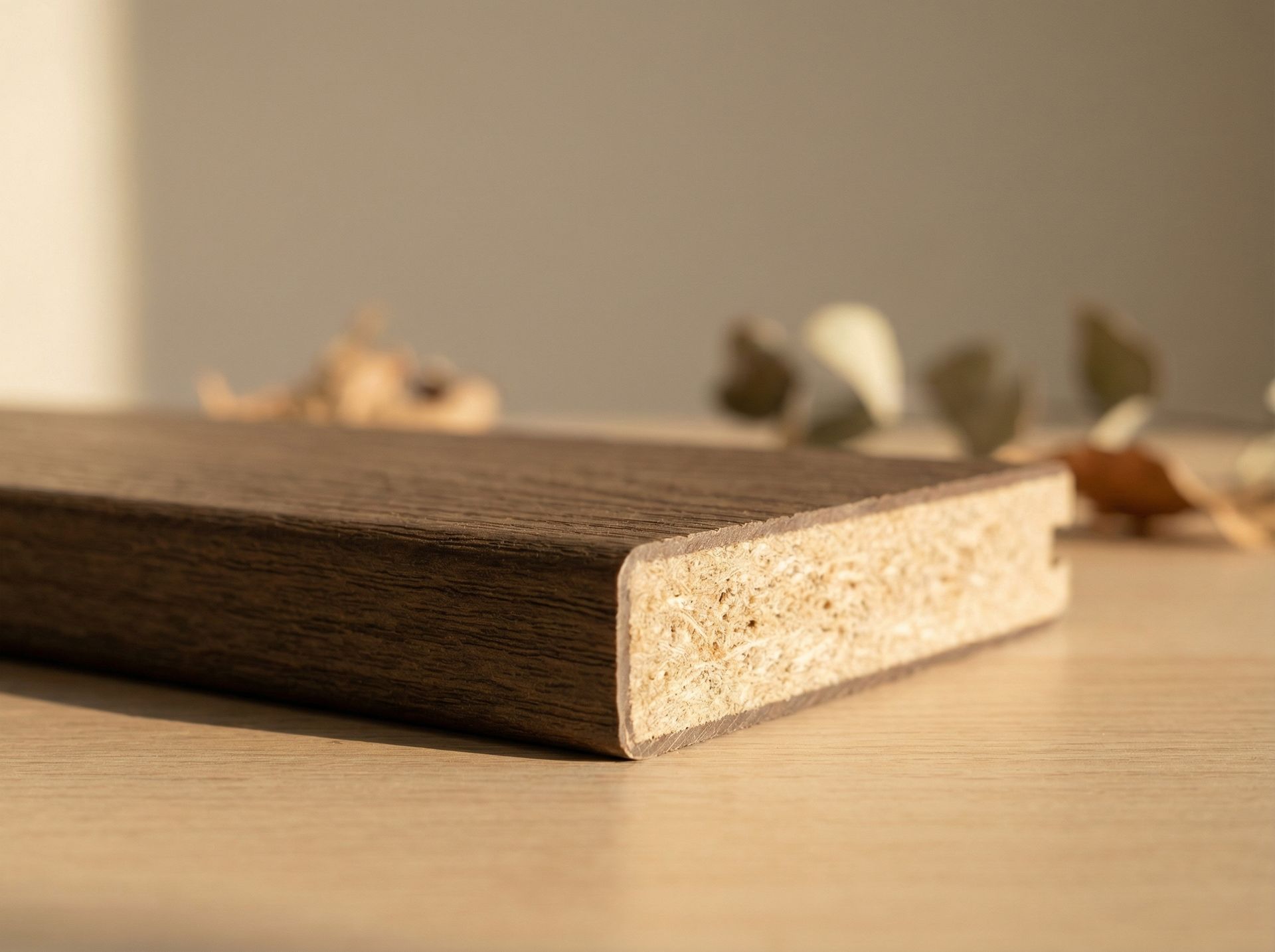 Koextrudált WPC deszka pereme, védőréteg és belső mag