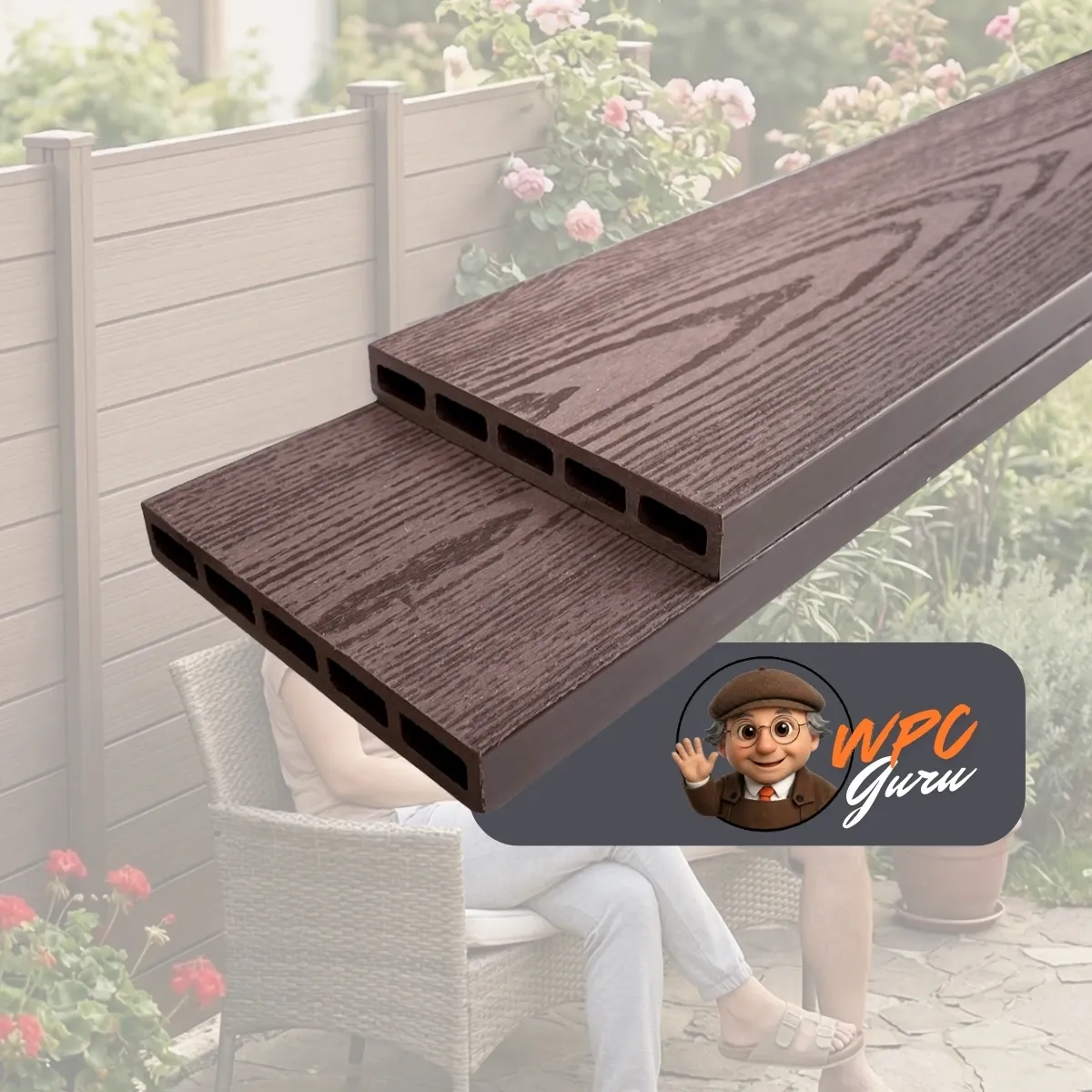 [WG24002] Monte Carlo WPC kerítéselem - famintás (Ébenbarna)