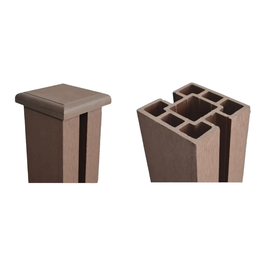 WPC kerítésoszlop kupakkal - 2 old. nútolt