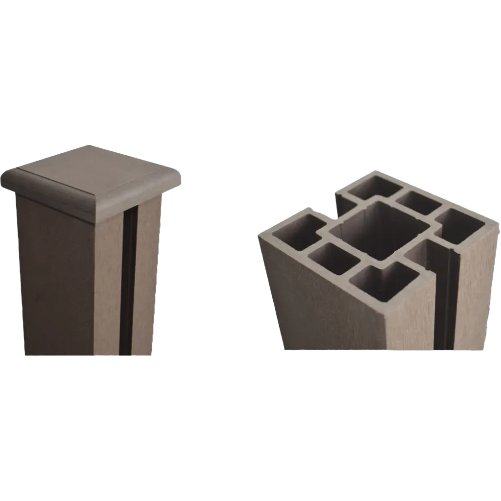 [WG31104] WPC kerítésoszlop kupakkal - 2 old. nútolt (Ébenbarna)